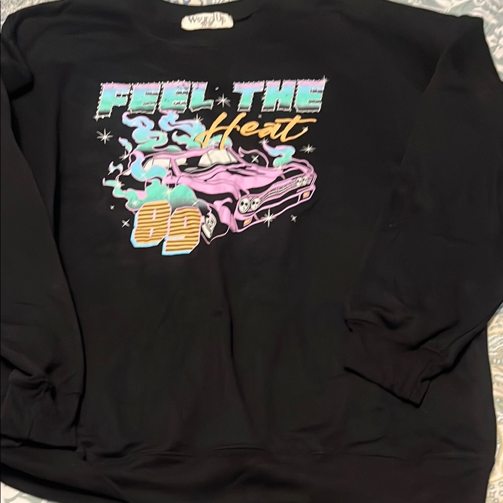 Wound Up Black Crewneck with Graphic Design